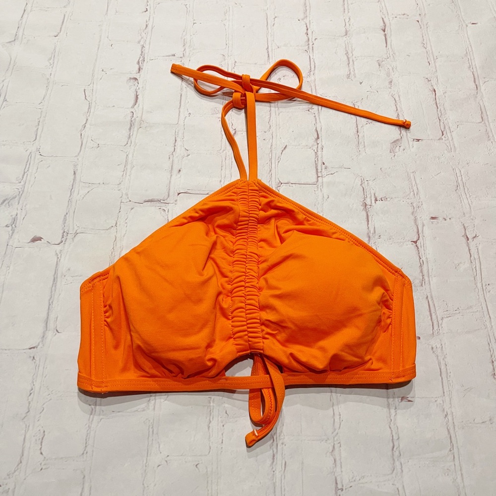 [Shade & Shore] NWOT orange ruched halter bikini swim top MEDIUM